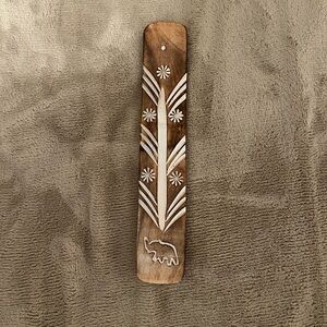 Handcrafted Wooden Incense Holder with Elephant Design